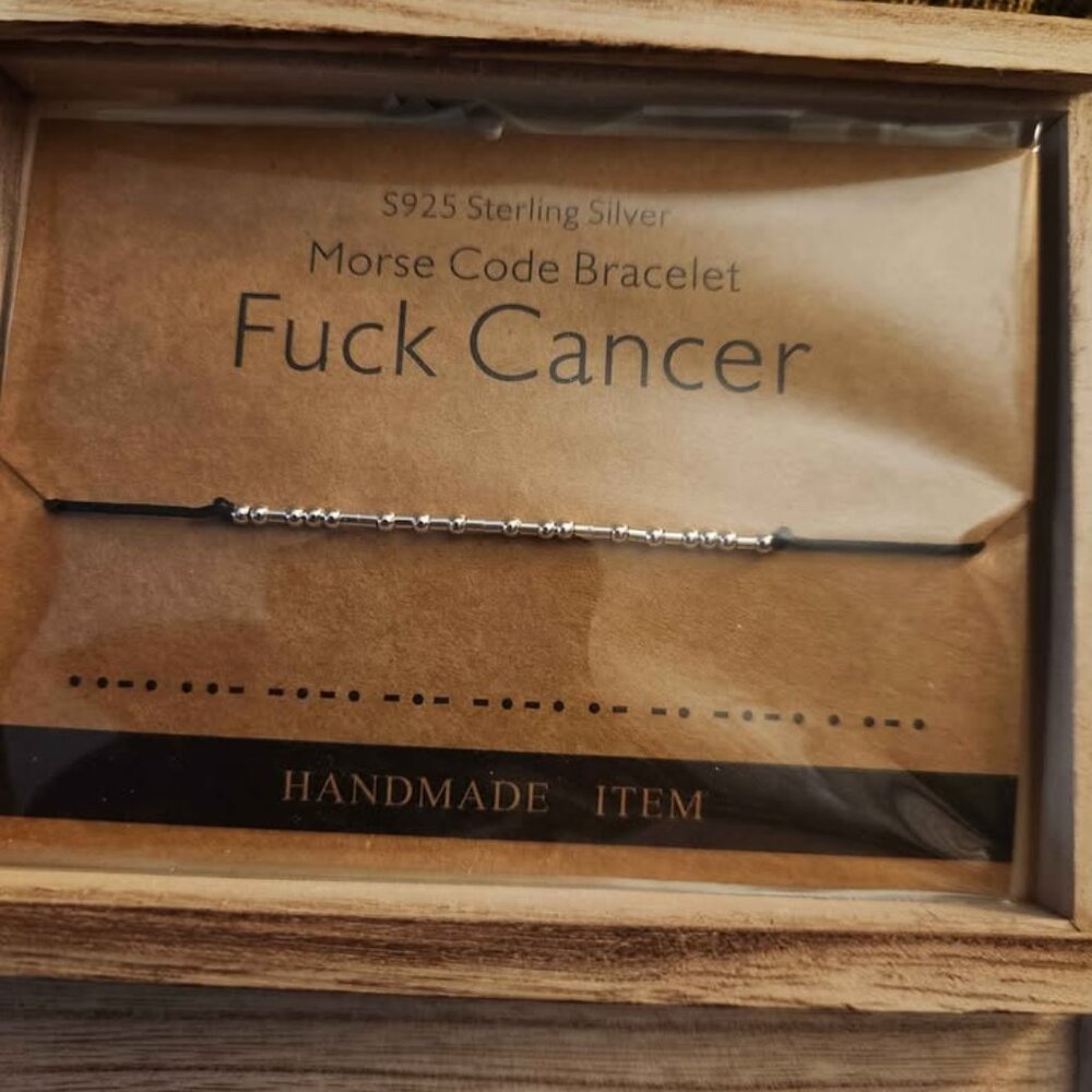 Monily Sterling Silver Morse Code Bracelet Cancer
